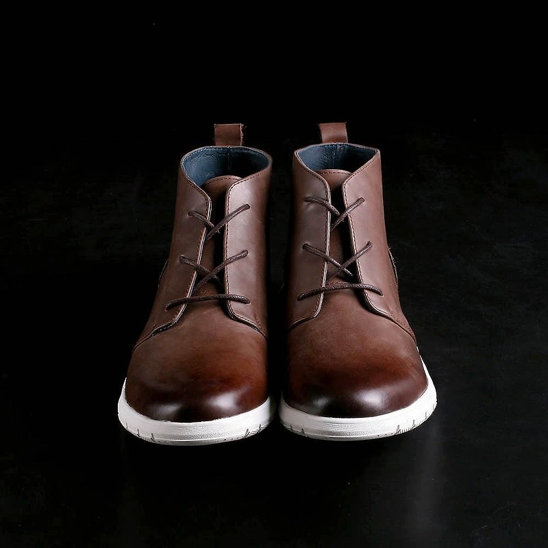 Vanger elegant and stylish ‧ sports trend casual desert boots Va184 coffee - รองเท้าบูธผู้ชาย - หนังแท้ สีนำ้ตาล