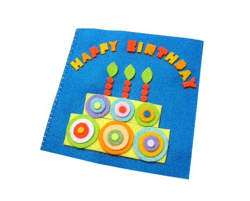 Handmade non-woven card _ circle birthday card E - การ์ด/โปสการ์ด - วัสดุอื่นๆ สีน้ำเงิน