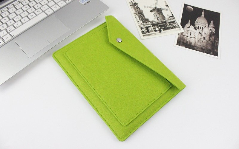 Genuine Pure Handmade Green Felt Microsoft Computer Case Blanket Set Bags Computer Bags Surface Pro (2017) & Keyboard (Customizable) - ZMY079GR11A - เคสแท็บเล็ต - วัสดุอื่นๆ สีเขียว