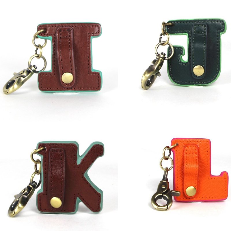 Kinitial A - Z: trinkets / genuine leather / Christmas / letter / letter headphone cable winder / small leather goods {I-P} - ที่เก็บสายไฟ/สายหูฟัง - หนังแท้ หลากหลายสี