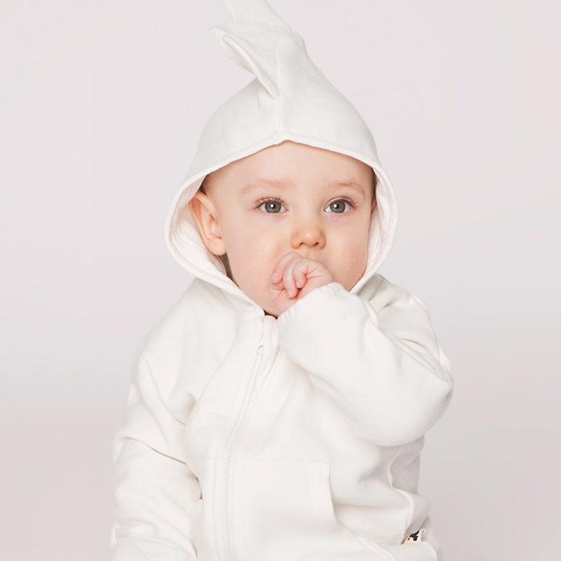 【瑞典童裝】新生兒機棉睡袋雪白色 附彌月禮物盒包裝 - 彌月禮盒 - 棉．麻 白色