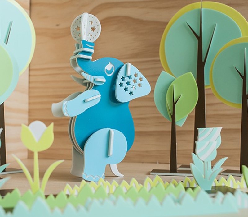 【益智立體拼圖】可愛動物系列 // 大象先生 - 嬰幼兒玩具/毛公仔 - 壓克力 藍色