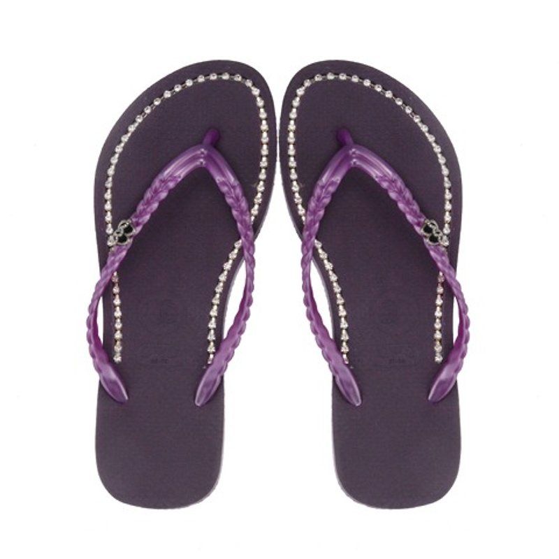 QWQ創意設計人字拖鞋-璀璨面鑽-神秘紫【BB0031503】 - 女款休閒鞋 - 防水材質 紫色
