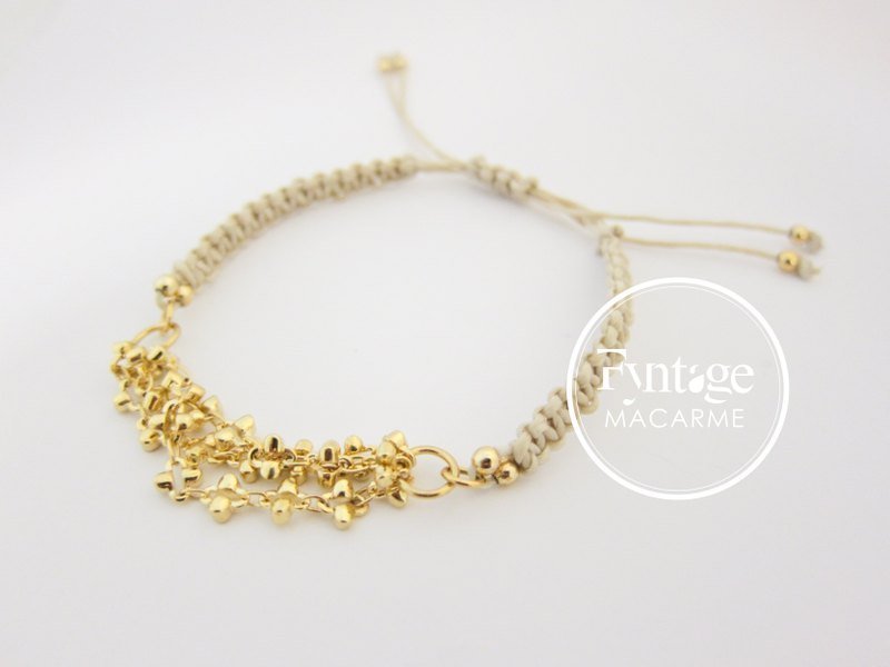 MACRAME FRIENDSHIP BRACELETS (2 in 1) 花式金鍊手工蠟線編織【兩個恰恰好友誼幸運手鍊】兩條一組 - 手鍊/手環 - 其他金屬 