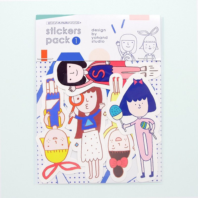 Yohand and Her Friends / Medium Sticker Set 2-1 - Stickers - Paper Blue
