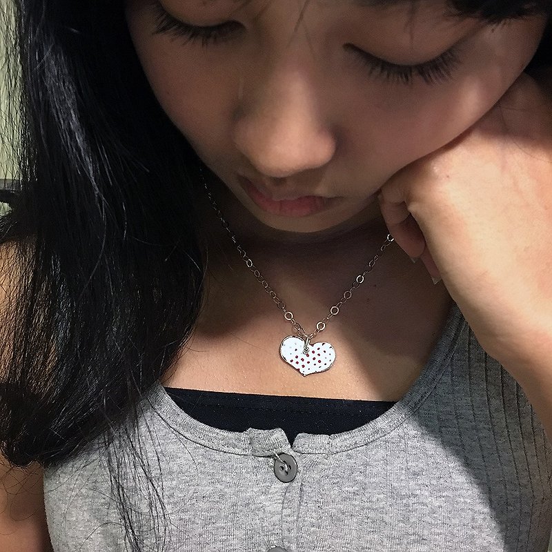 Sweetheart~Sweet to the core~Handmade poem customized enamel sterling silver pendant necklace, love yourself and be happy! - สร้อยคอ - เงินแท้ 