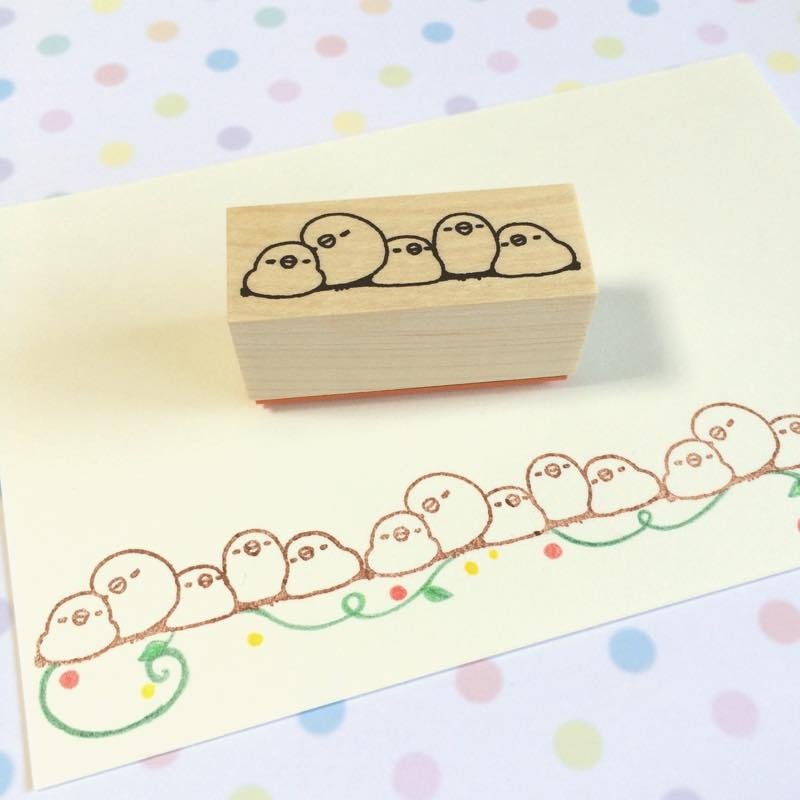 マステ風スタンプ　すやすや文鳥 - 印章/印台 - 木頭 咖啡色