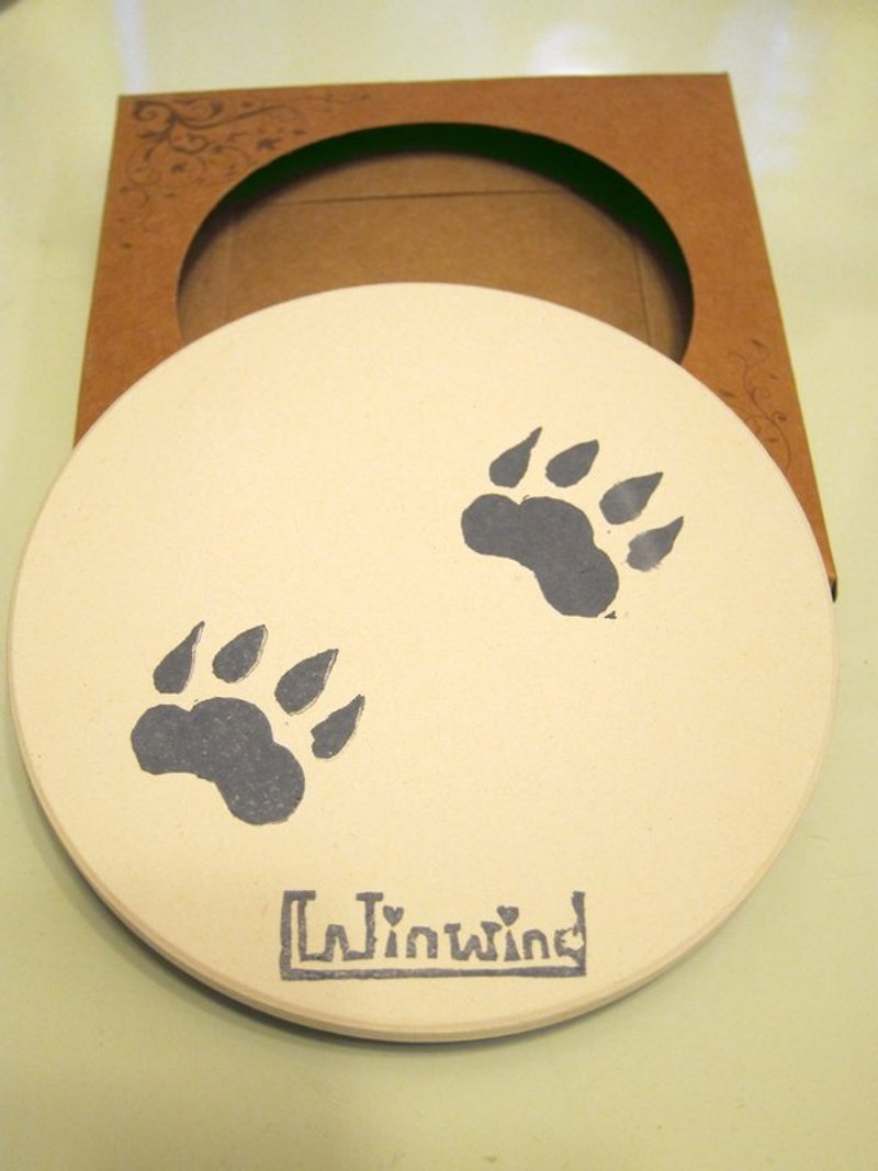 Cat Footprint Absorbent Coaster - Coasters - Other Materials Yellow