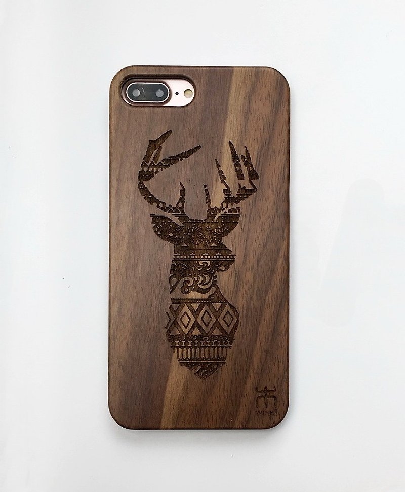 Customize wooden iPhone and Samsung case, personalized gift, Christmas elk - Phone Cases - Wood 