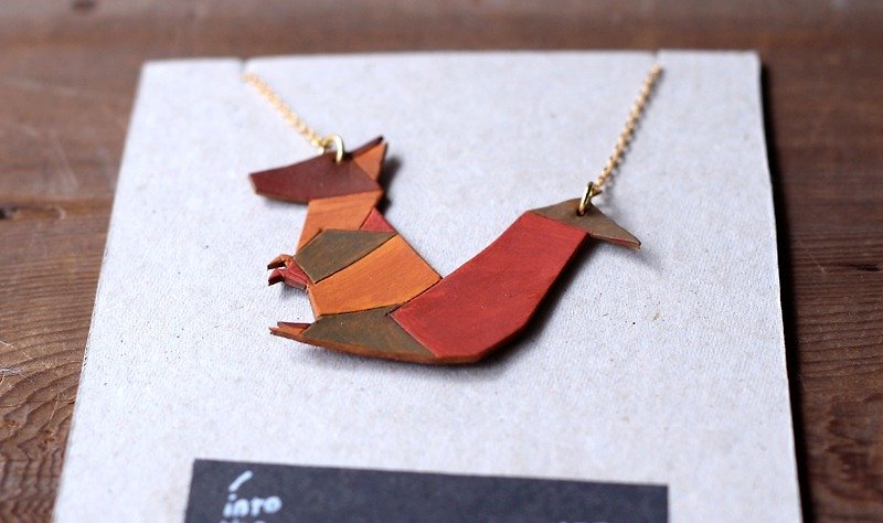 2D forest friends ☼ leather necklace - Necklaces - Genuine Leather Orange
