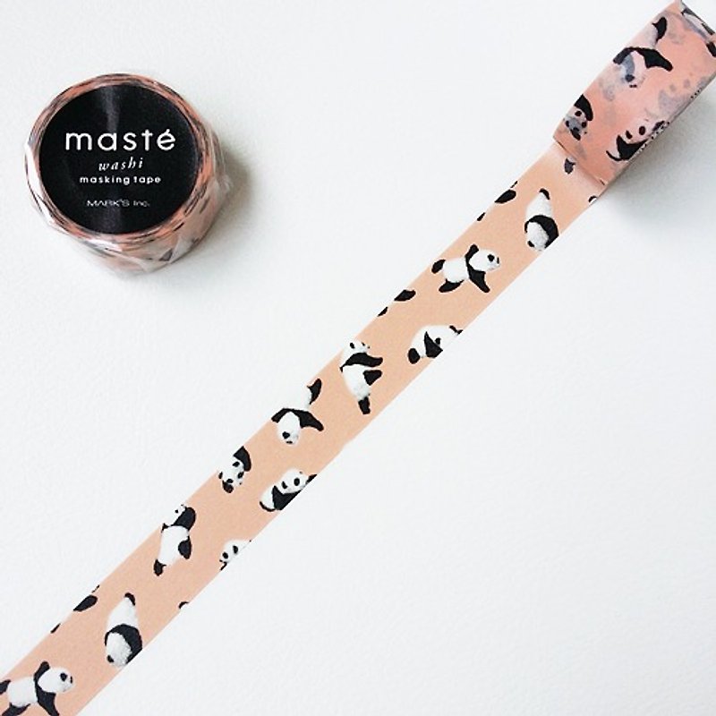 maste 和紙膠帶 Multi．Nature【小貓熊(MST-MKT58-A)】 - 紙膠帶 - 紙 粉紅色