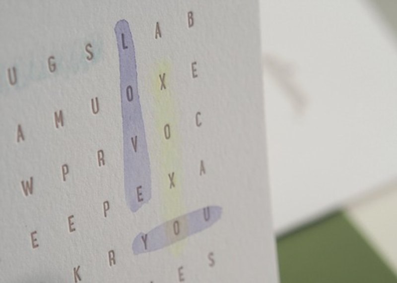 Love Word Puzzle - Letterpress Valentine Card - Love Card - Cards & Postcards - Paper Green