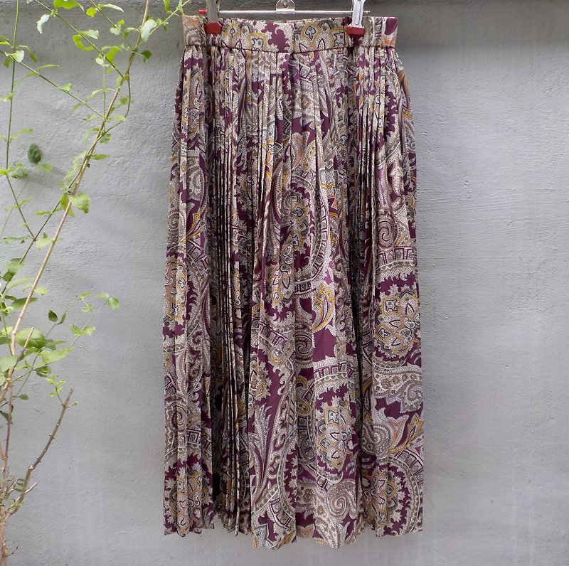 FOAK vintage gypsy pleated skirt - กระโปรง - วัสดุอื่นๆ สีม่วง