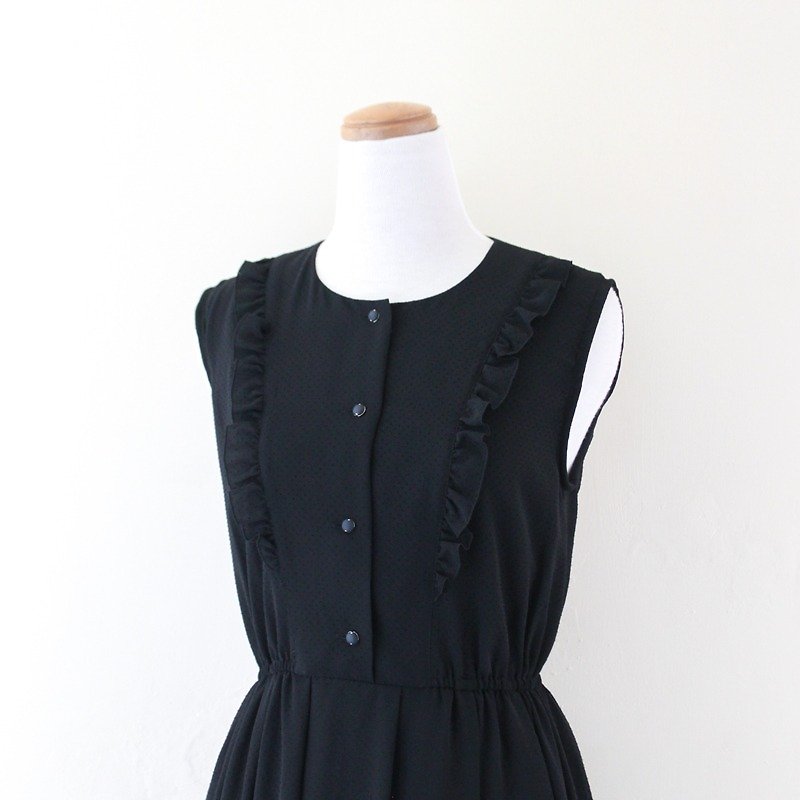 [RE0827D529] early autumn elegant little black sleeveless vintage stereoscopic dress - One Piece Dresses - Other Materials Black