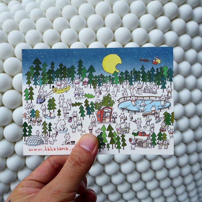 Design postcard | Winter rabbit - Cards & Postcards - Paper White