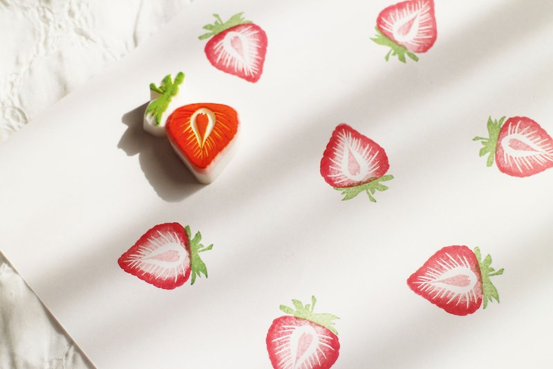 【好評加售】草莓 多色印章 橡皮擦印章 - 印章/印台 - 木頭 紅色