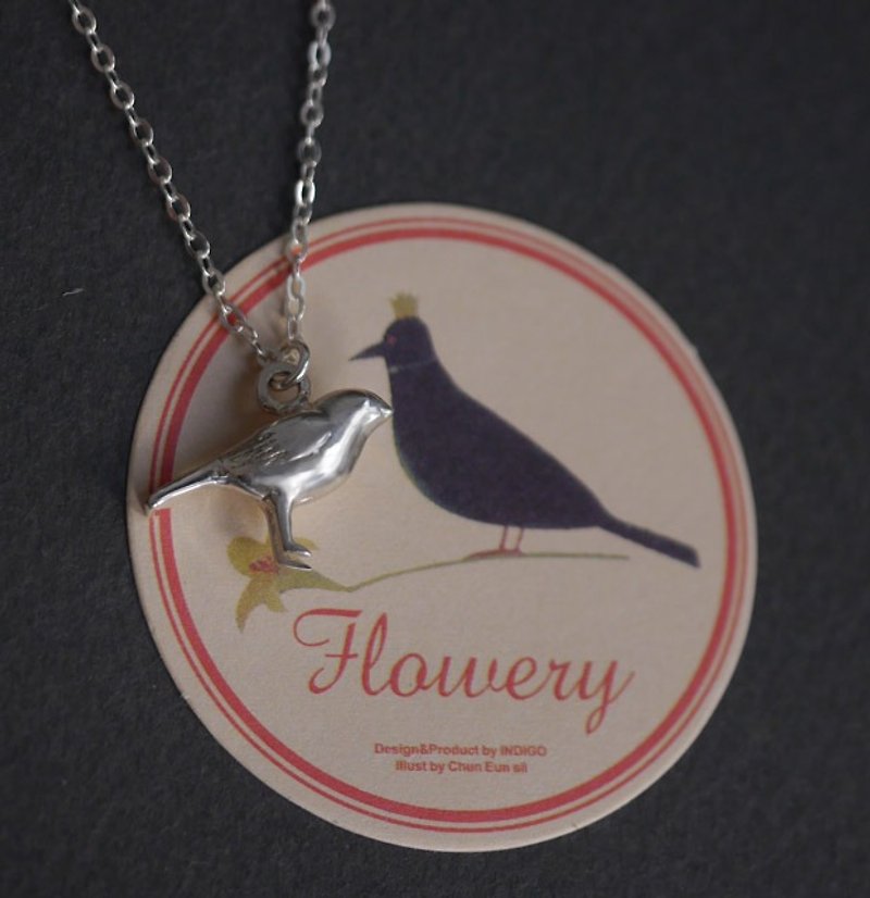 Lovely Zoo - Handmade Tiny Bird Necklace - 3D Sterling Silver - สร้อยคอ - เงินแท้ สีเงิน