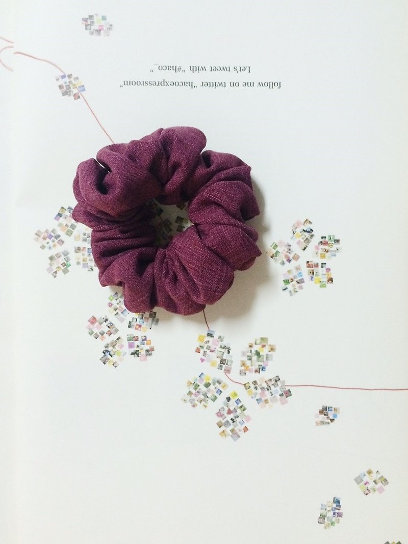 Dr.Pumpkin-large intestine flower hair ring (large intestine circle) - wine red - Hair Accessories - Other Materials Purple