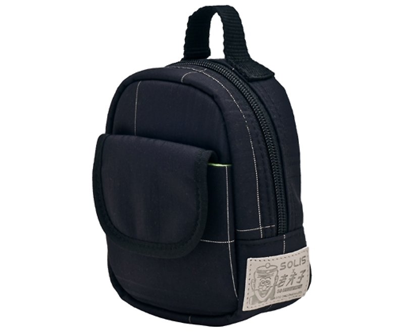 SOLIS [ Old Master Series ] Premium Purse Bag /Waist Bag(black/white line) - Toiletry Bags & Pouches - Polyester Black