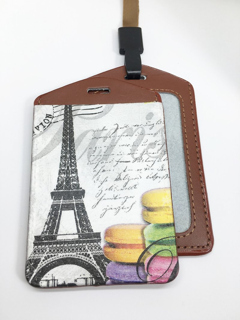 Hand-made gift genuine leather card set ticket card holder ID set identification card (send lanyard) Christmas exchange gift - ID & Badge Holders - Genuine Leather Multicolor