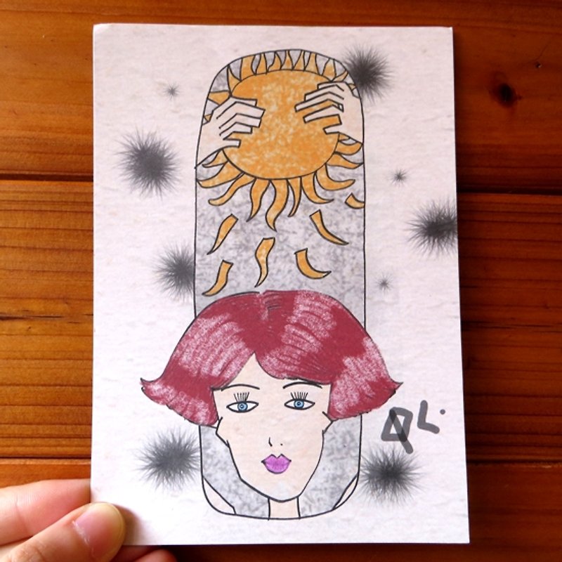 Postcard // Sun - การ์ด/โปสการ์ด - กระดาษ สีนำ้ตาล
