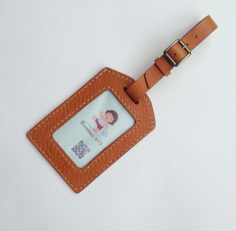 Leather tanning - luggage tag natural Brown - Luggage Tags - Genuine Leather Brown