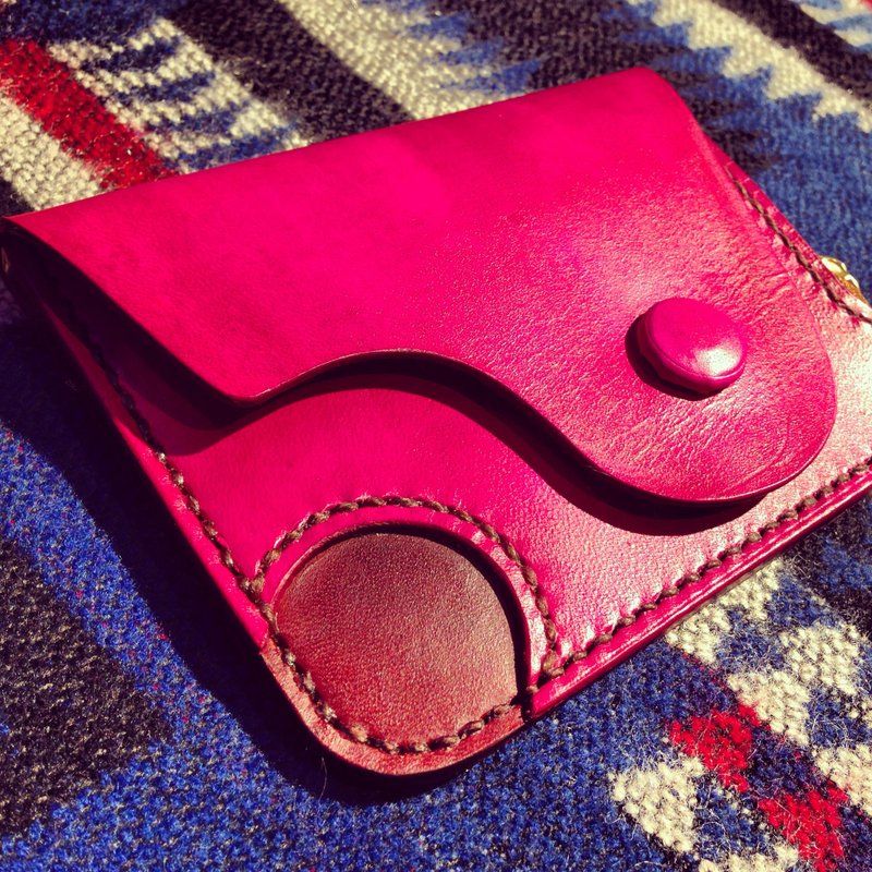 Handmade hand-dyed leather coin purse - Coin Purses - Genuine Leather Multicolor