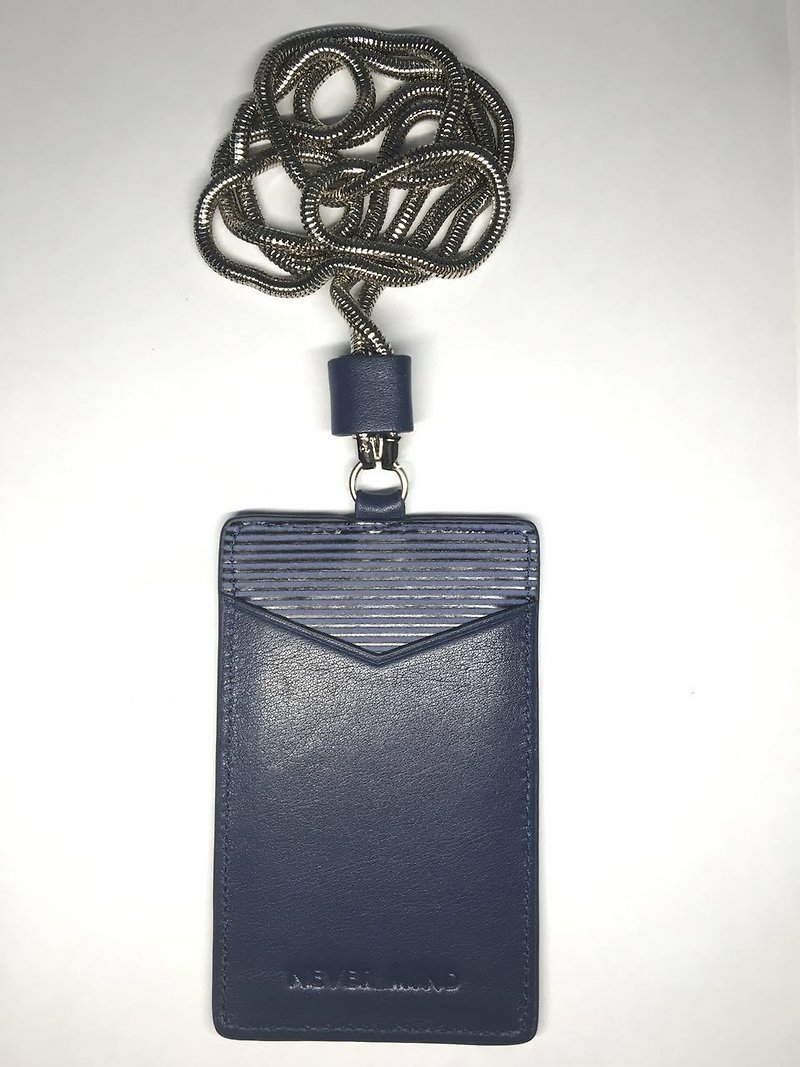 NEVER MIND Commuter Clip-COM-Dark Blue-New Year - ID & Badge Holders - Genuine Leather Blue