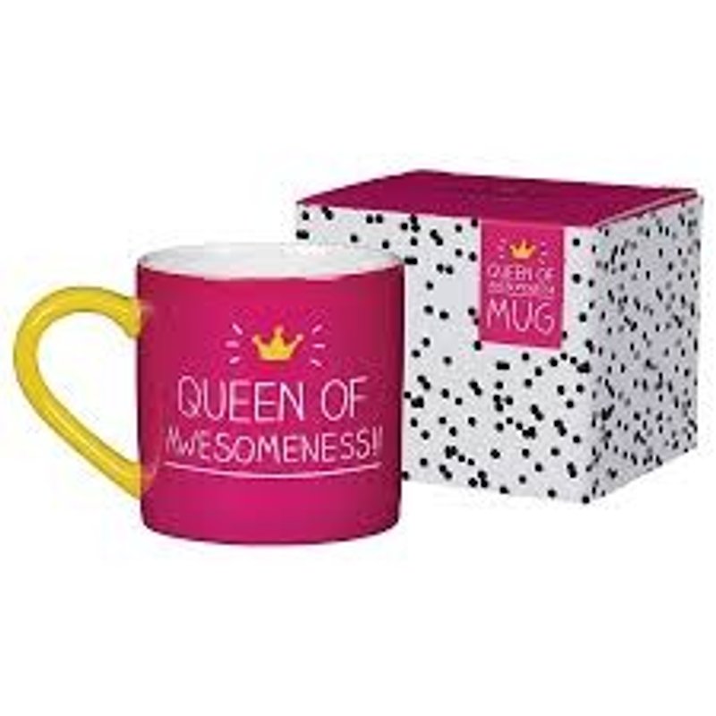 British Queen Of Awesomeness color text design mug - 瑕疵 sale - Mugs - Other Materials Pink