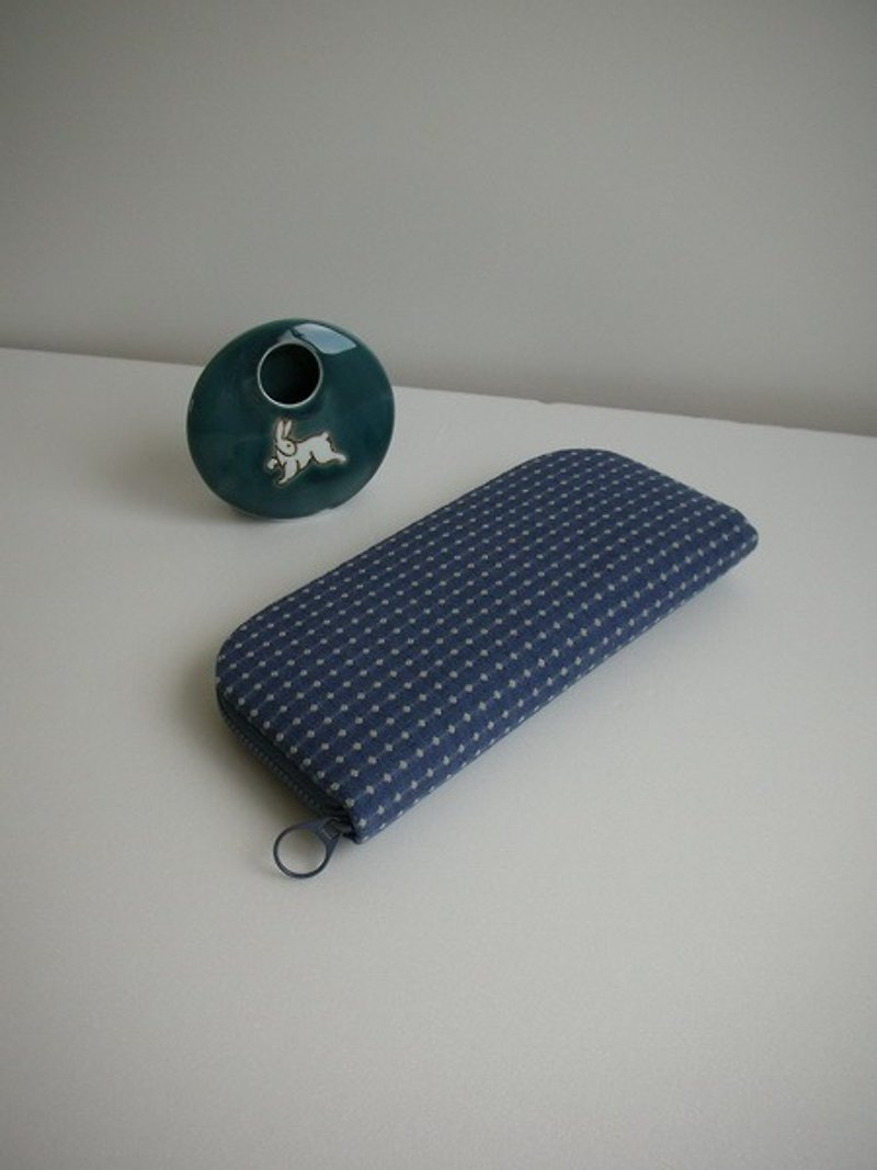 bagme washed old blue dye gray dot before dyeing - long clip / wallet / purse ***Finally a*** - Wallets - Other Materials Blue