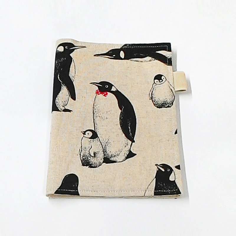 A5綿布ブック服（ペンギン）↘添加剤は、市販のサンドイッチが3になっ↙ - ノート・手帳 - コットン・麻 ブラック