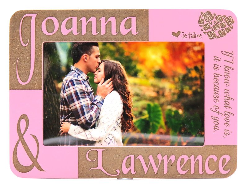 Custom Engraved Wooden Photo Frame (4R Photo) - Love Is Eternal x Personalization - Picture Frames - Wood Pink