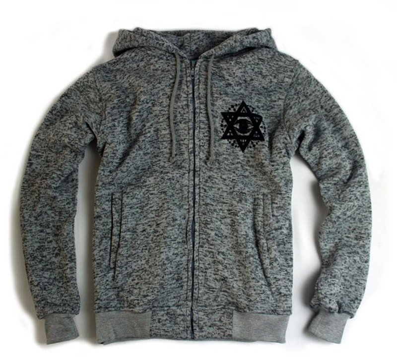 Arturn Hexagram Eye Hoodie 血淚六芒星帽外套 / 麻灰 - 帽T/大學T - 棉．麻 灰色