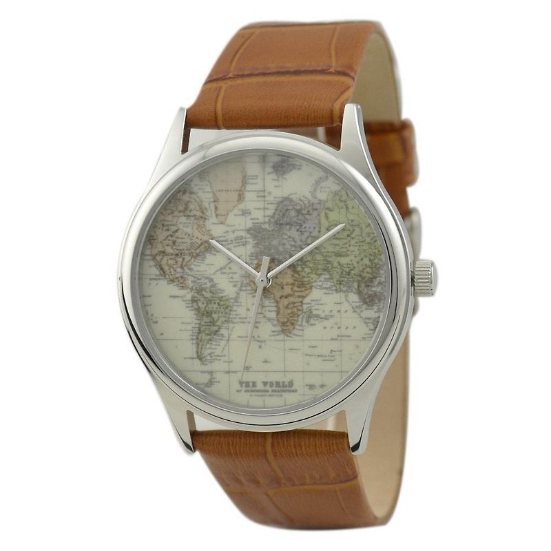世界地圖手錶 - 男裝錶/中性錶 - 其他金屬 卡其色