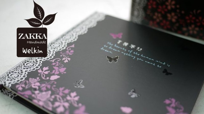 ☆° 洛可可草莓 WELKIN手創 °蕾絲蝴蝶方形筆記本 - Notebooks & Journals - Paper Blue