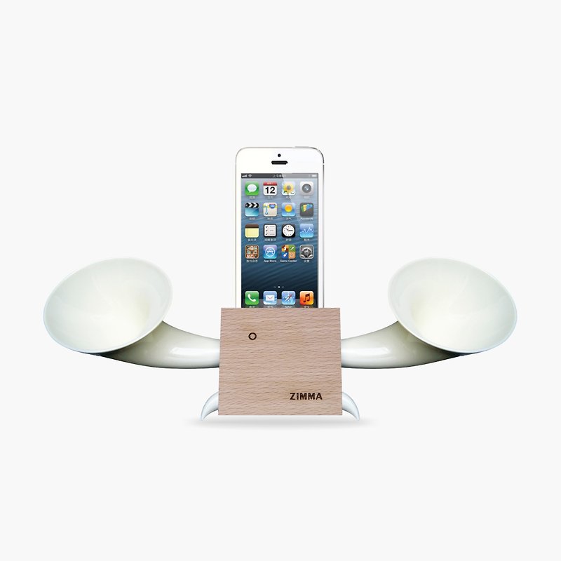 百貨福利品!ZIMMA-立體雙聲道擴音器山毛(兩色)iPhone SE以下機種 - 藍牙喇叭/音響 - 木頭 卡其色