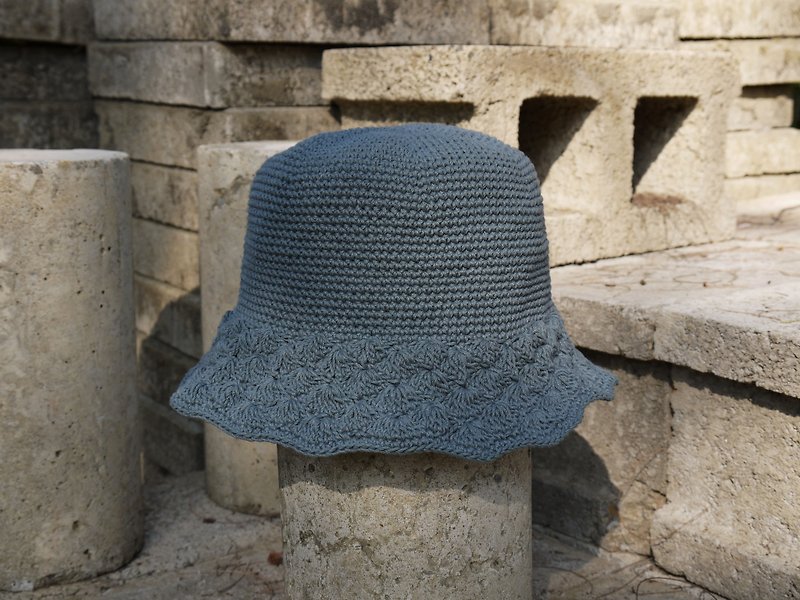 Amu's Handmade Hat-Loose Knitted Fisherman Hat-Iron Grey/Mother's Day - Hats & Caps - Cotton & Hemp Gray
