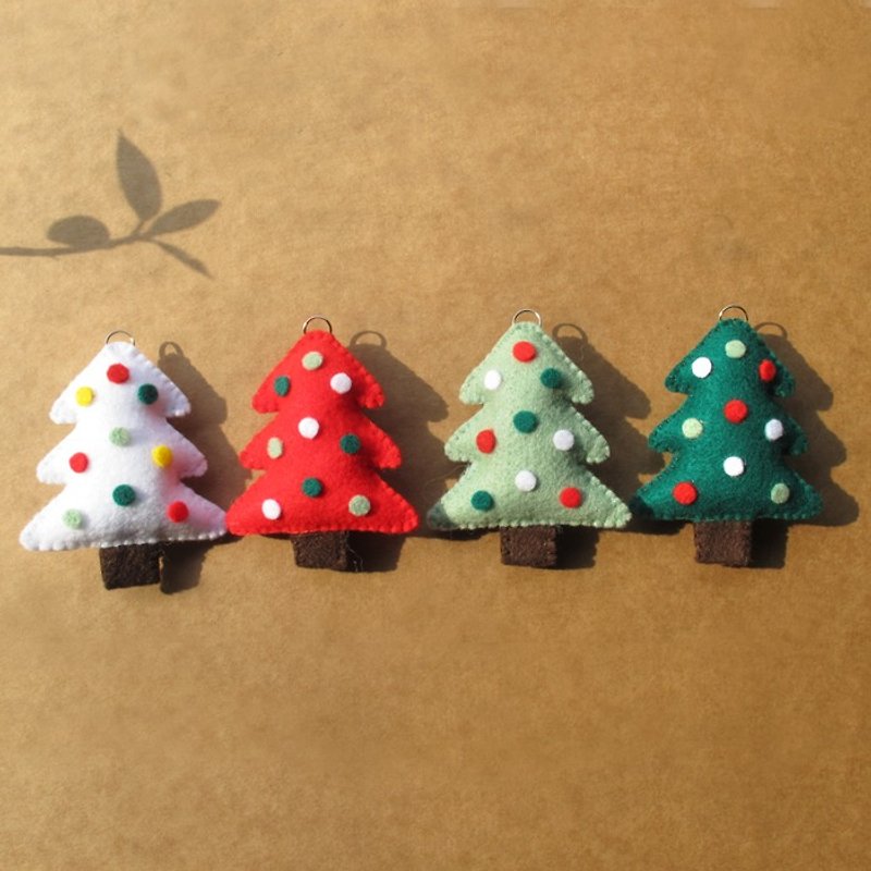 Handmade non-woven charm _ cute little Christmas tree... mobile phone charm, key ring, bag hanger - Keychains - Other Materials Green