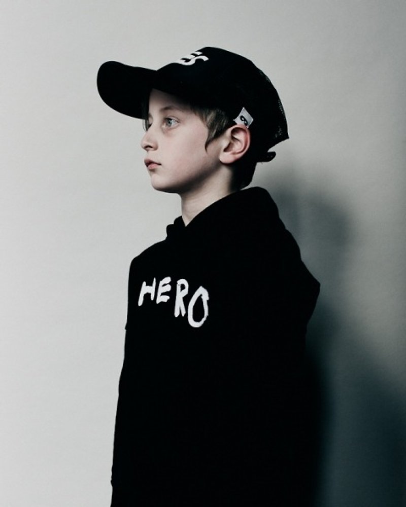 2015 spring and summer Beau loves black HERO hooded top - ผ้ากันเปื้อน - ผ้าฝ้าย/ผ้าลินิน สีดำ