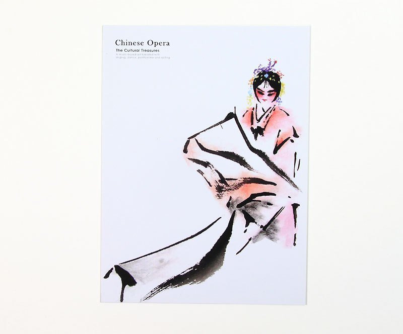 Ink Peking Opera Postcard---Chai Tou Phoenix - การ์ด/โปสการ์ด - กระดาษ ขาว