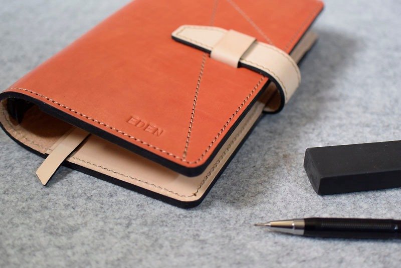 A6 pin-type loose-leaf notebook show stitching //2023 handbook/notebook - Notebooks & Journals - Genuine Leather Multicolor