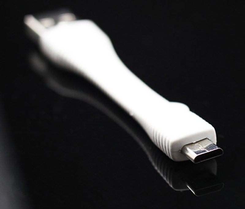 Micro USB Folding Short Cable (White) - Chargers & Cables - Plastic White