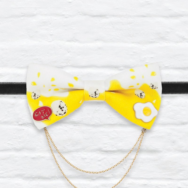 Style 0195 鵪鶉蛋 印花領結連煎蛋領針 - 頸鏈 - 紙 黃色