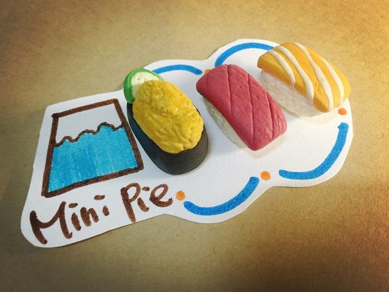 ~~mini new arrivals~~Sushi Sushi Earring Set (3 pieces in a set) (can be changed to Clip-On type) ((Randomly send a mysterious gift if over 600)) - ต่างหู - ดินเหนียว หลากหลายสี