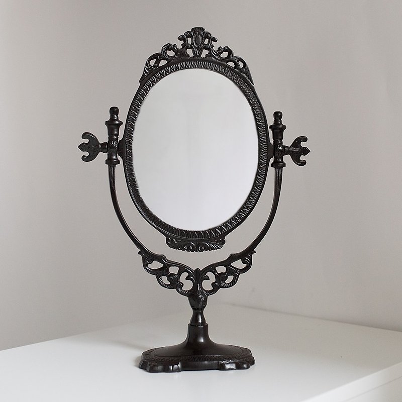 OOPSY Home Decor-Large retro makeup mirror black-RJB - Items for Display - Other Metals Black