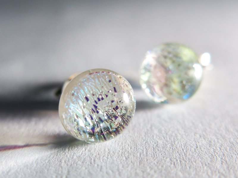 Jewelry glass sterling silver ear pin / X3 - ต่างหู - แก้ว สึชมพู