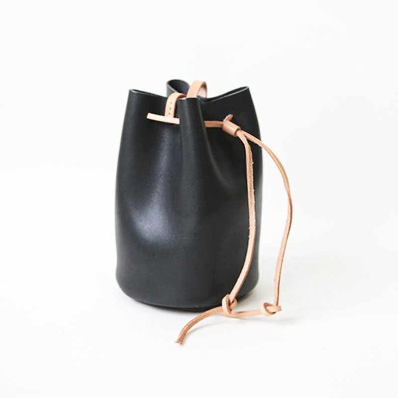 Volcano Black Bucket Bag Large - Messenger Bags & Sling Bags - Genuine Leather Black