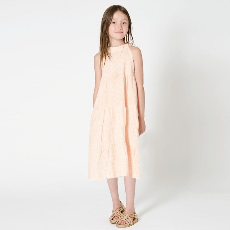 瑞典有機棉女童洋裝2歲至12歲 粉橘 - 童裝裙 - 棉．麻 橘色