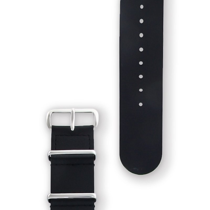HYPERGRAND  -  22MMブラックレザーNATO STRAPクラシックブラックレザーミリタリーストラップ（シルバーバックル） - 腕時計ベルト - 革 ブラック