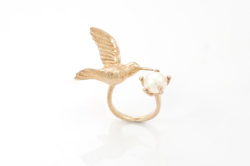 Humming Bird Ring - pink gold - 戒指 - 其他金屬 粉紅色